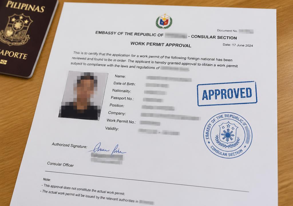 Approved Work Permit Approval for Serbia with all personal details blurred