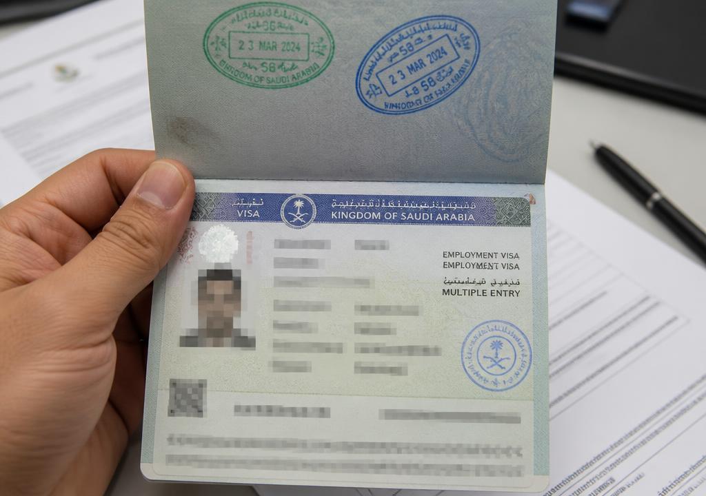 Approved Employment Visa for Saudi Arabia with all personal details blurred